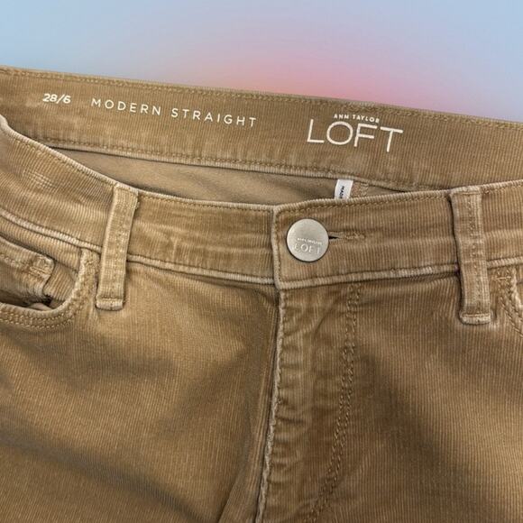 LOFT Women’s 28 / 6 Tan Modern Straight Corduroy Jeans - Picture 3 of 4